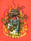 TIGER AND DRAGON FIRE WALL SCROLL